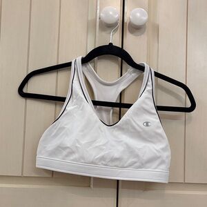 Champion Women's White Sports Bra with Black Trim